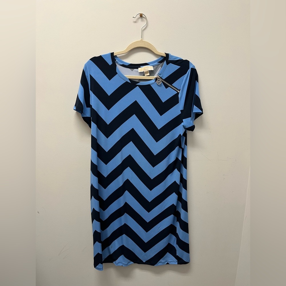 Michael Kors blue and black patterned dress size L